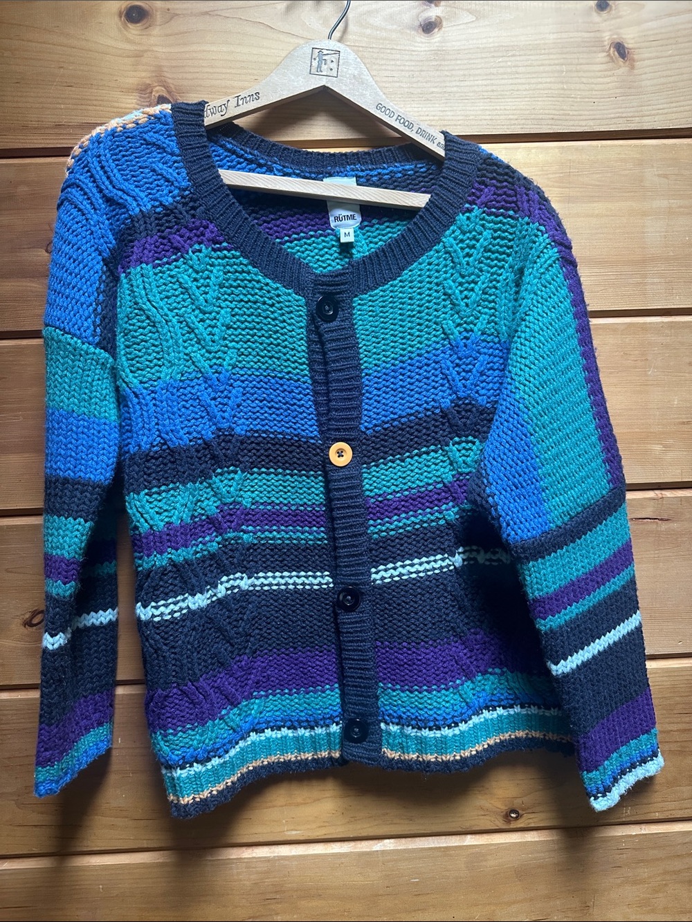 Rütme Asymmetrical Sweeter cardigan stripped blue green M